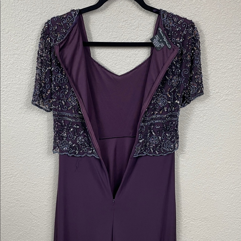 Pisarro Nights Beaded Bodice A Line Gown Maxi Dress Wine Purple Sz 6 - Picture 7 of 13
